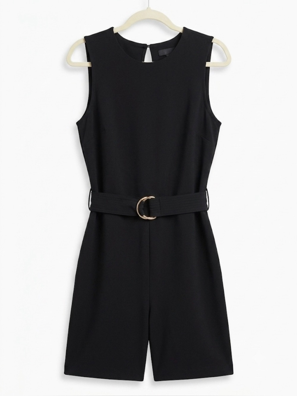 Le Chateau Classic Black Sleeveless Belted Women's Dress